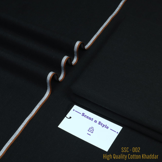 Jet Black Cotton Khaddar ( SSC - 002 )
