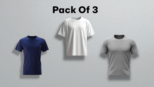 Pack of 3 T-Shirt ( Navy - White - Silver Grey )